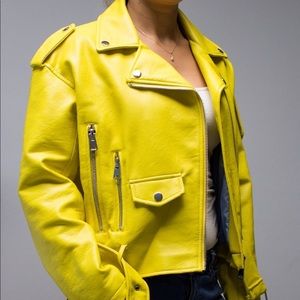YELLOW faux leather jacket